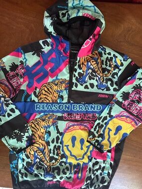 Reason Brand “Started From The Bottom” Graphic Windbreaker Pullover Jacket XL